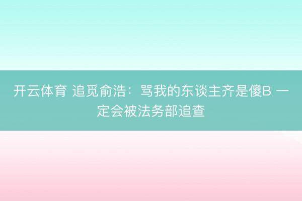 开云体育 追觅俞浩：骂我的东谈主齐是傻B 一定会被法务部追查