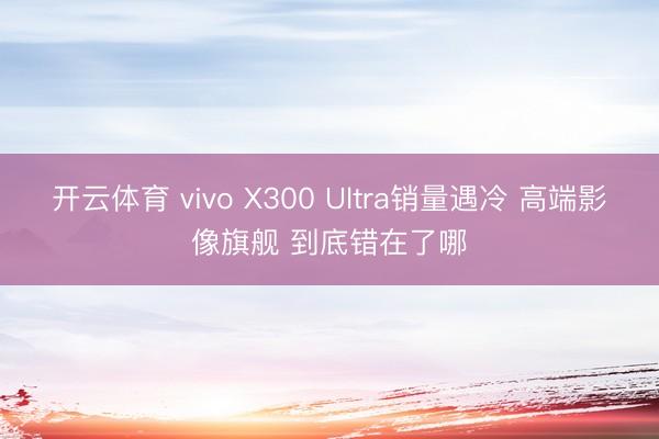 开云体育 vivo X300 Ultra销量遇冷 高端影像旗舰 到底错在了哪