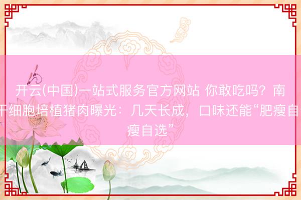 开云(中国)一站式服务官方网站 你敢吃吗？南京干细胞培植猪肉曝光：几天长成，口味还能“肥瘦自选”