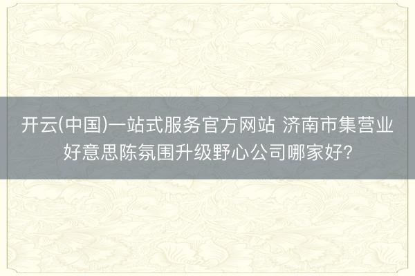 开云(中国)一站式服务官方网站 济南市集营业好意思陈氛围升级野心公司哪家好?