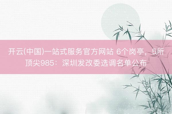 开云(中国)一站式服务官方网站 6个岗亭,5所顶尖985:深圳发改委选调名单公布