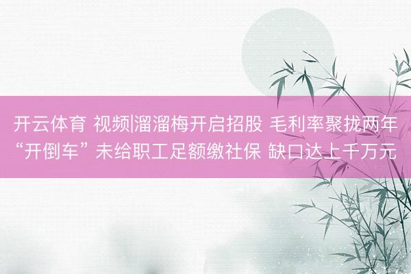 开云体育 视频|溜溜梅开启招股 毛利率聚拢两年“开倒车” 未给职工足额缴社保 缺口达上千万元