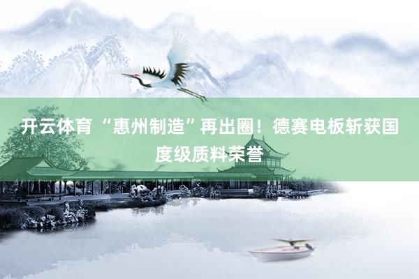 开云体育 “惠州制造”再出圈！德赛电板斩获国度级质料荣誉