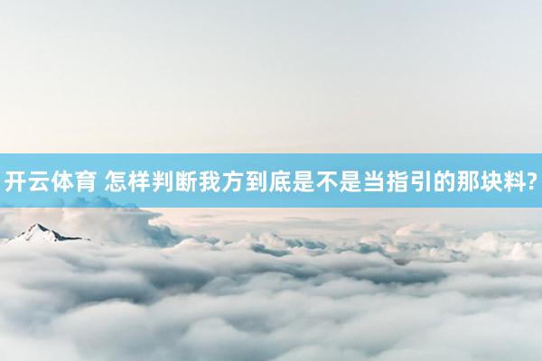 开云体育 怎样判断我方到底是不是当指引的那块料?